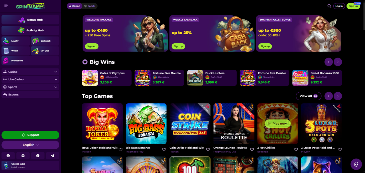 Spinmama Casino - Twoje miejsce na ekscytującą zabawę i wygrane!